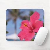 Roze hibiscus-bloem muismat (Met muis)