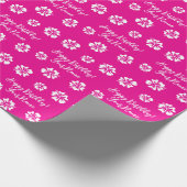 Roze Hibiscus bloem ontwerp op maat Verjaardag Cadeaupapier (Hoek)