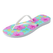 Roze Hibiscus Bloem Patroon Teenslippers (Schuin)