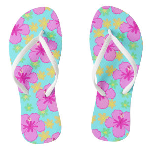 Roze Hibiscus Bloem Patroon Teenslippers