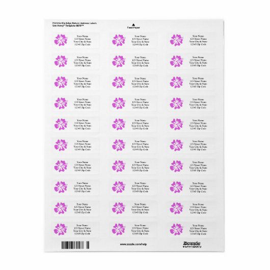 Roze hibiscus bloem retour adres labels (Full Sheet)