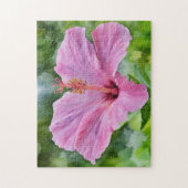 Roze Hibiscus Bloem Tropische Kunst Puzzel (Verticaal)