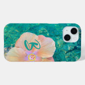 Roze hibiscus bloem turquoise water tropisch Case-Mate iPhone case (Achterkant (horizontaal))