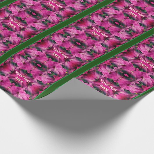 Roze Hibiscus Bloem Vermenigvuldigd Gepersonalisee Cadeaupapier (Hoek)