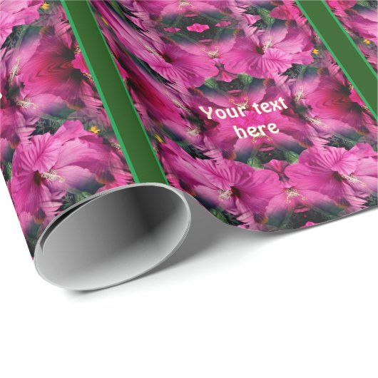 Roze Hibiscus Bloem Vermenigvuldigd Gepersonalisee Cadeaupapier (Rol Hoek)