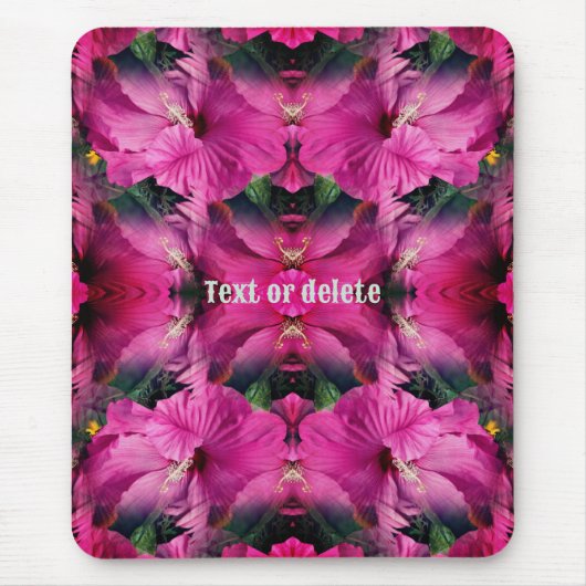 Roze Hibiscus Bloem Vermenigvuldigd Gepersonalisee Muismat (Voorkant)