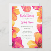 Roze Hibiscus Bloemachtige Bruiloft Uitnodiging (Voorkant)