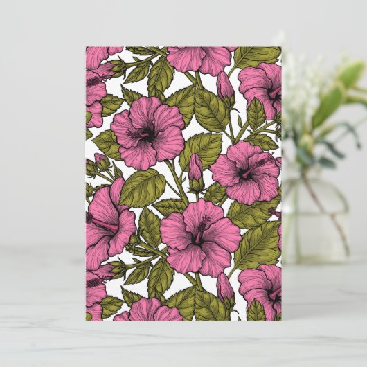 Roze hibiscus bloemen (Staand voorkant)