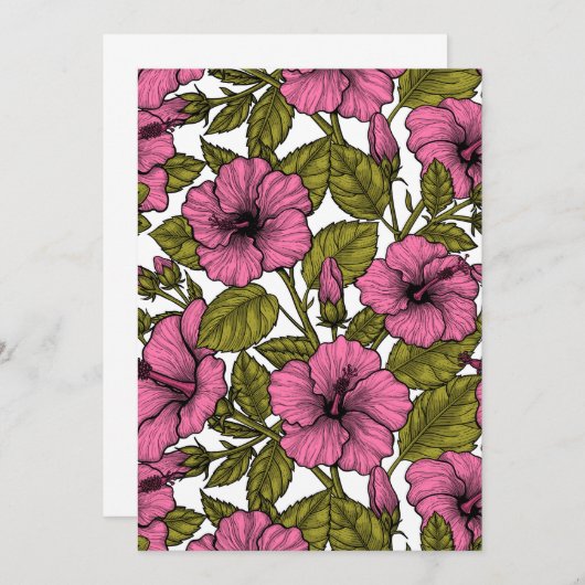 Roze hibiscus bloemen (Voorkant / Achterkant)