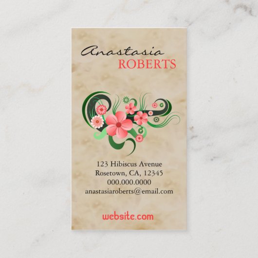Roze Hibiscus Bloemen Bloemen Bloemen Bloemen Bloe Visitekaartje (Achterkant)