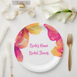 Roze Hibiscus Bloemen Bruids Douche Uitnodiging Papieren Bordje