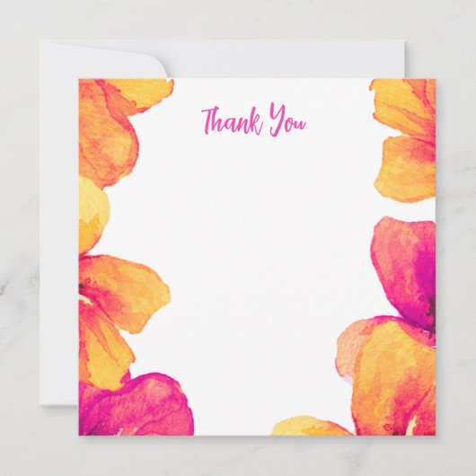 Roze Hibiscus Bloemen Bruiloft Uitnodiging (Voorkant)