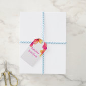 Roze Hibiscus Bloemen Bruiloft Uitnodiging Cadeaulabel (Met Touw)