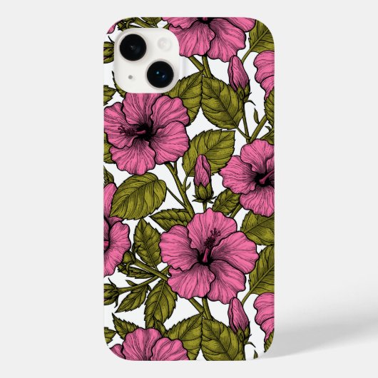 Roze hibiscus bloemen Case-Mate iPhone case (Achterkant)