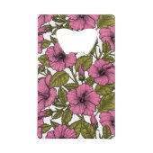 Roze hibiscus bloemen creditkaart flessenopener (Achterkant)