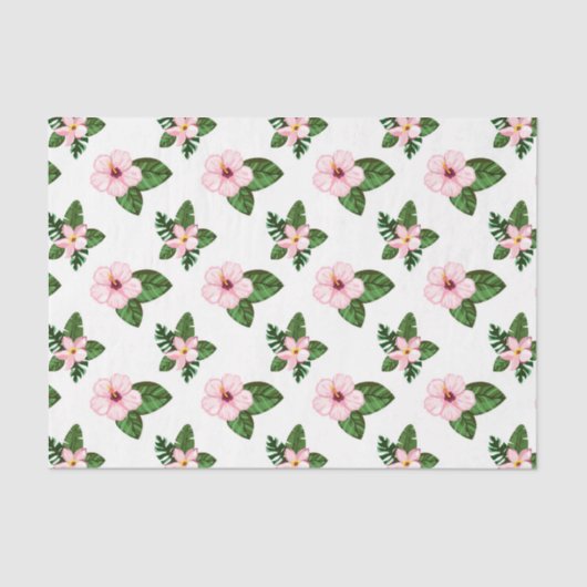 Roze Hibiscus Bloemen (Design 41 Pink Series) Tissuepapier (Voorkant)