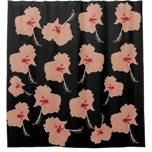 Roze Hibiscus bloemen Douchegordijn (Voorkant)