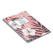 Roze hibiscus bloemen gepersonaliseerd recept notitieboek (Rechterzijde)