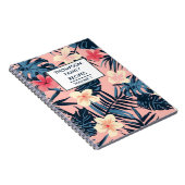 Roze hibiscus bloemen gepersonaliseerd recept notitieboek (Rechterzijde)