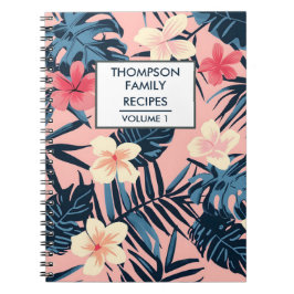 Roze hibiscus bloemen gepersonaliseerd recept notitieboek