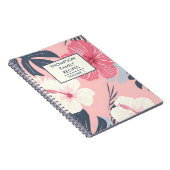 Roze hibiscus bloemen gepersonaliseerd recept notitieboek (Rechterzijde)