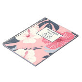 Roze hibiscus bloemen gepersonaliseerd recept notitieboek (Linkerzijde)