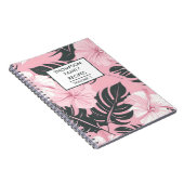 Roze hibiscus bloemen gepersonaliseerd recept notitieboek (Rechterzijde)
