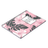 Roze hibiscus bloemen gepersonaliseerd recept notitieboek (Linkerzijde)
