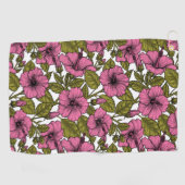 Roze hibiscus bloemen golfhanddoek (Horizontaal)
