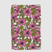 Roze hibiscus bloemen golfhanddoek (Voorkant)