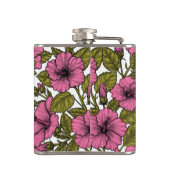 Roze hibiscus bloemen heupfles (Achterkant)