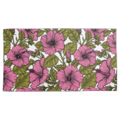 Roze hibiscus bloemen kussensloop (Voorkant-Rechts)