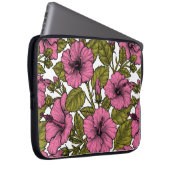 Roze hibiscus bloemen laptop sleeve (Voorkant Rechts)