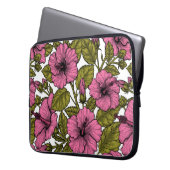 Roze hibiscus bloemen laptop sleeve (Voorkant Links)
