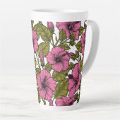 Roze hibiscus bloemen latte mok (Rechterhoek)