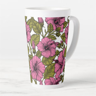 Roze hibiscus bloemen latte mok
