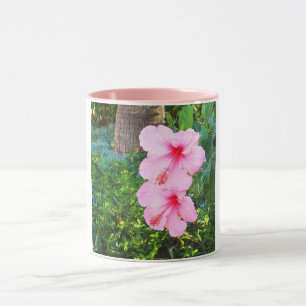 Roze Hibiscus bloemen Mok