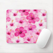 Roze Hibiscus Bloemen Muismat (Met muis)