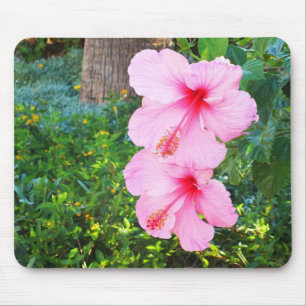 Roze Hibiscus bloemen Muismat