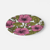 Roze hibiscus bloemen papieren bordje (Gekanteld)