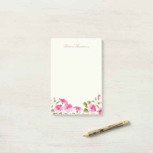 Roze Hibiscus bloemen Post-it® Notes (Op bureau)