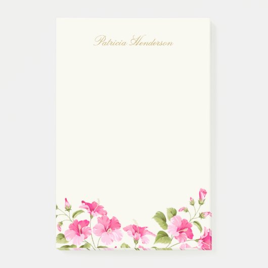 Roze Hibiscus bloemen Post-it® Notes (Voorkant)