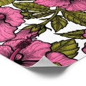 Roze hibiscus bloemen poster (Hoek)