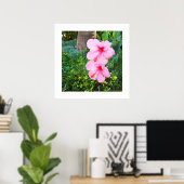 Roze Hibiscus bloemen Poster (Thuiskantoor)