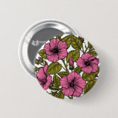 Roze hibiscus bloemen ronde button 5,7 cm (Voorkant /achterkant)