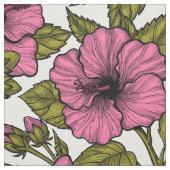 Roze hibiscus bloemen stof (Swatch)
