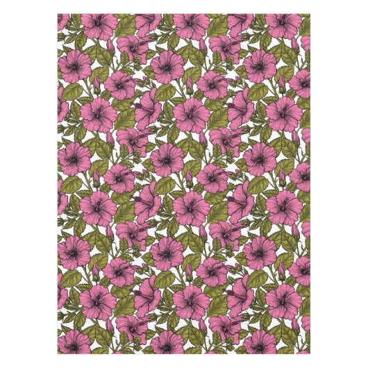 Roze hibiscus bloemen tafelkleed (Voorkant)