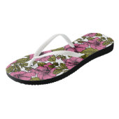 Roze hibiscus bloemen teenslippers (Schuin)