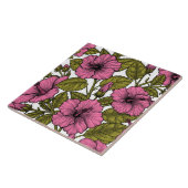 Roze hibiscus bloemen tegeltje (Zijkant)