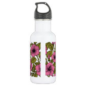 Roze hibiscus bloemen waterfles  (Achterkant)